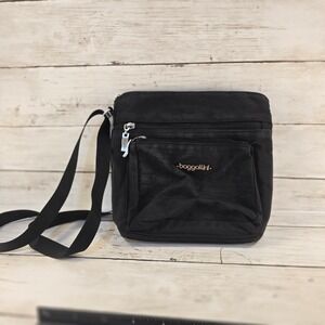 Baggallini Black Nylon Crossbody Bag Travel Organizer Purse with Card Slots